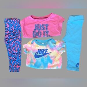 Nike Baby Girl Outfit Bundle | 4 Pieces | Pink and Blue | 12 Months | Like New